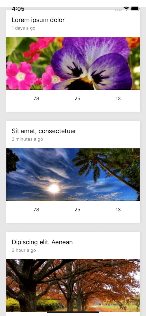 Free react native Social posts ui cards example Free react native Social posts ui cards example