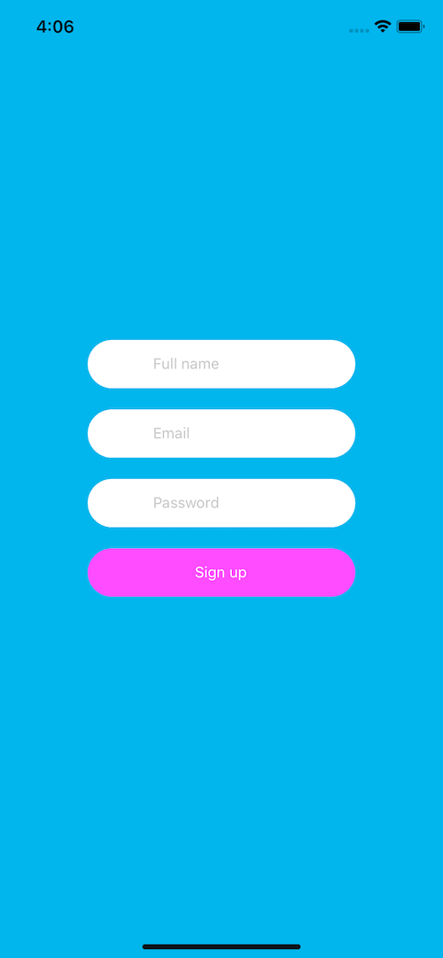 free react native example. Signup form ui example