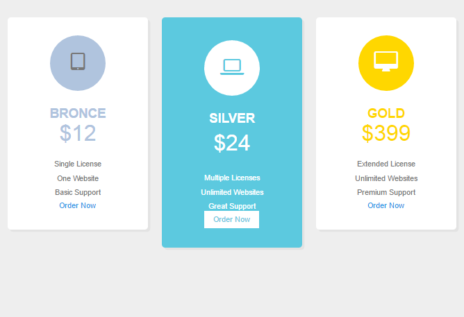 Foundation zurp Clear Pricing tables example