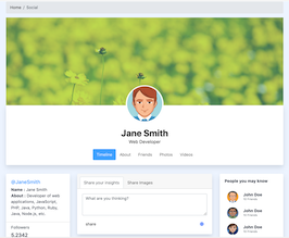 Bootstrap example and template. bs4 social tiemeline