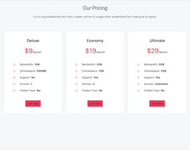 Bootstrap example and template. bs4 light our pricing page