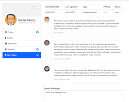 Bootstrap example and template. shop user profile with ticket
