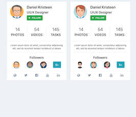 Bootstrap example and template. card with followers