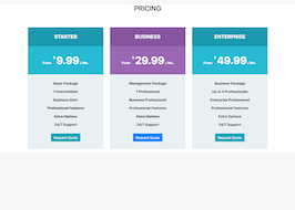 Bootstrap example and template. pricing section