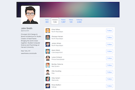 Bootstrap example and template. Profile Followers Page