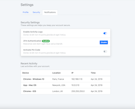 Bootstrap profile security settings example