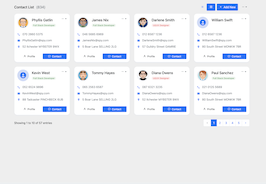 Bootstrap example and template. Contacts Grid Cards