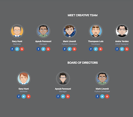 Bootstrap example and template. team list with board of directors