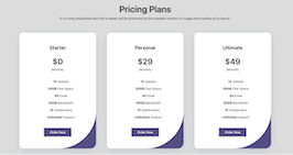 Bootstrap example and template. pricing plans with background curve