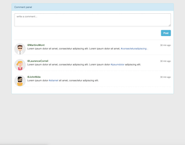 Bootstrap example and template. Simple Comment panel