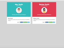Bootstrap example and template. colored users cards