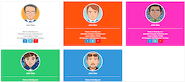 Bootstrap example and template. Colored user cards