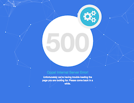 Bootstrap example and template. 500 error page with particles