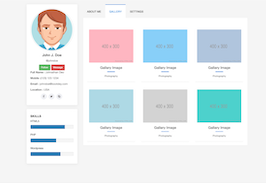Bootstrap example and template. gallery images profile