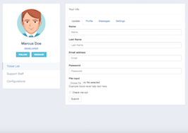 Bootstrap example and template. User profile porlet with tabs