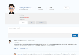 Bootstrap example and template. Works user profile