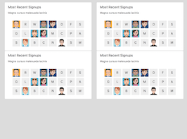 Bootstrap example and template. Most Recent Signups panel