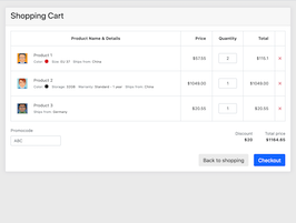 Bootstrap example and template. bs4 cart