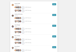 Bootstrap example and template. bs4 social network followers page