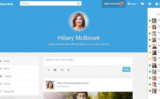 Bootstrap Clean Note Bootstrap Html Css Social Network Template template