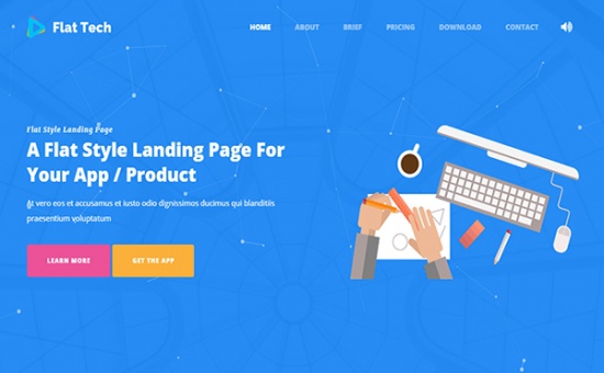 Bootstrap Flat Tech Bootstrap Flat Landing Page Template template