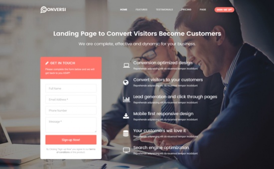 Bootstrap Conversi Premium Conversion Bootstrap Template template