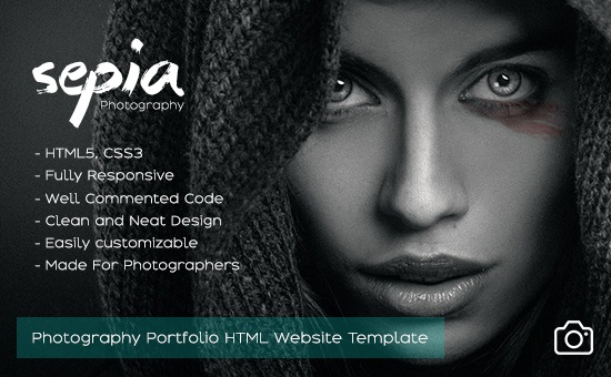 Bootstrap Sepia Photography Portfolio HTML Website Template template