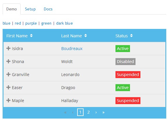 Bootstrap framework utility FooTable Plugin