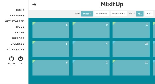 Bootstrap framework utility MixItUp